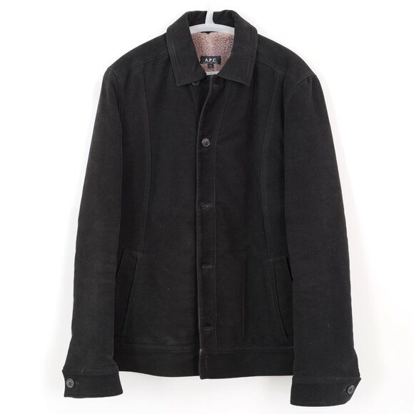 APC fleece lined corduroy jacket in black - Picture 1 of 3